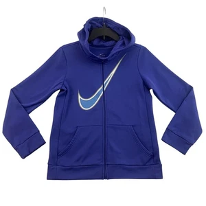 Nike Hoodie Youth Size XL Girls Purple Blue Logo Full Zip Drawstring - Picture 1 of 14