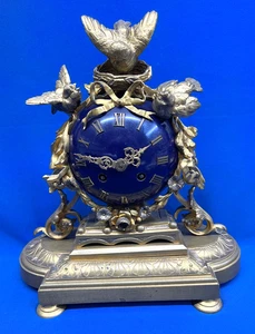 Antike französische Japy Pils 1844-1849 mit 3 Vögeln Kaminuhr - Bild 1 von 9