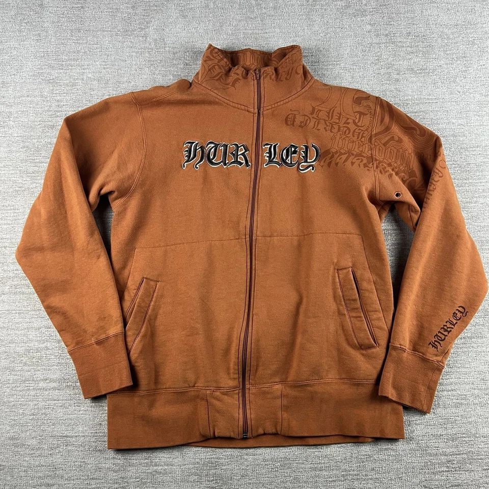 Куртка спортивная Y2K Hurley мужская размер большой оранжевая с вышивкой L/S гранж серфинг - Изображение 1 из 4