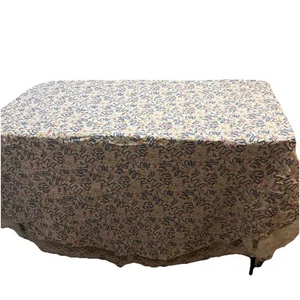 blue floral tablecloth lace rustic farmhouse 72 round - Picture 1 of 7