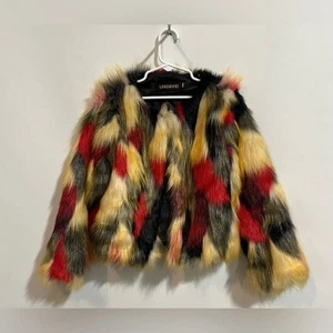 LANSHIFEI Girls Faux Fur Colorful Jacket Size Large - Picture 1 of 4