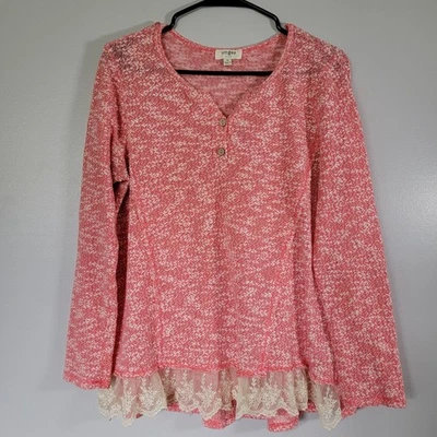 Suéter de Encaje Rosa Para Mujer Talla M Femenino Romántico Hada Cottagecore Oficina Umgee Foto 1 de 4