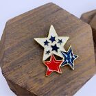 Red white and blue enamel stars cluster broach patriotic Americana