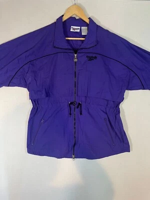 Chaqueta cortavientos vintage años 90 Reebok púrpura con cremallera para hombre mediana Foto 1 de 4