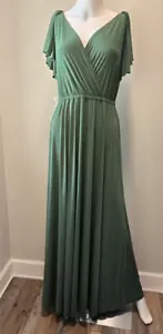 KOH KOH MAXI LONG LENGTH V Neck Flutter sleeve Olive Green Bridesmaid Size Large - Picture 1 of 15