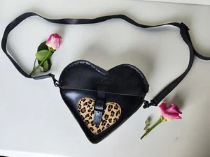 Dr Martens handbag heart bag satchel cross body Panther Leopard Hair on fur - Picture 1 of 9