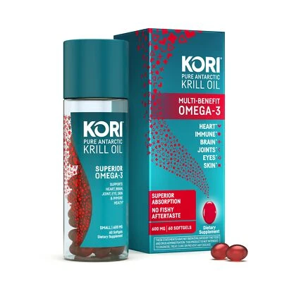 Kori Krill Oil Omega 3 Superior Absorption Oil Supplement EPA & DHA 600 mg 60... - Image 1 of 4