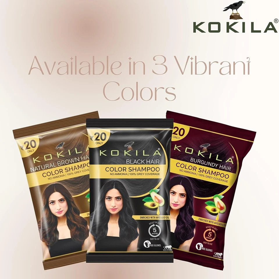 Kokila Hair Color Shampoo Enriched with Almond Oil in Just 5 Minute for Unisex - image 1 of 1