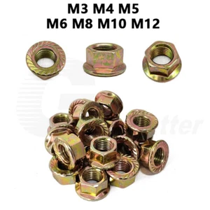 M3 M4 M5 M6 M8 M10 M12 Serrated Flange Hex Lock Nuts DIN 6923 Color Zinc Plated - Picture 1 of 13