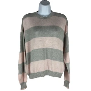 One Grey Day Womens Striped Knit Sweater In Sage & Blush Size S - Picture 1 of 8