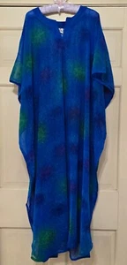 Rima One size Floral "SEE THRU" Kaftan/Beach coverup Blue/Purple/Green - Picture 1 of 9