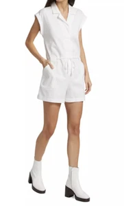Splendid Wave Romper Lyocell Cotton White Short Sleeve Twill Size L Women Short - Picture 1 of 14