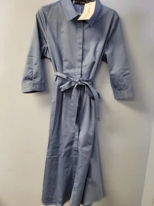 Vestido camisero largo Anna Bey para mujer azul con cuello corbata talla 10 - Imagen 1 de 6
