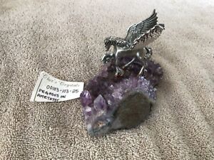 Vintage Pegasus Horse With Wings Mythical Statue on Amethyst base.