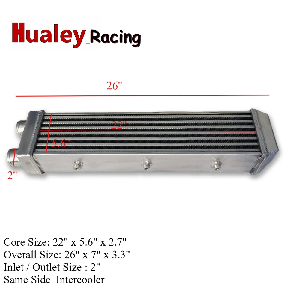 Front Mount Intercooler 26*7*3.3"In/Out 2.2" Universal Aluminum Chevrolet Audi - Image 1 of 4
