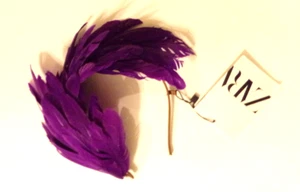 New with tags ZARA feather hair band wide Bandeau PURPLE head piece  S M - Picture 1 of 3