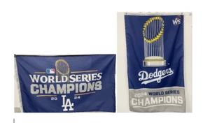 Los Angeles Dodgers 3x5 Ft Flag 2024 World Series Champions Trophy - Set of 2 - Picture 1 of 1