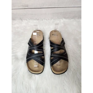Bellini Sport Womens Francine Slides Sandals Black Open Toe Leather Slip On 9 M - Picture 1 of 6