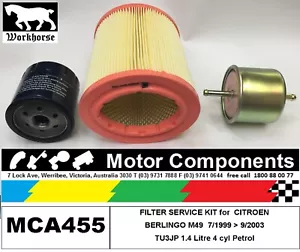 FILTER KIT Oil Air Fuel for CITROEN BERLINGO M49 TU3JP 1.4L Petrol 1999 > 2003 - Picture 1 of 2