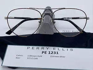 Nuevos marcos de gafas PERRY ELLIS PE 1231-1 marrón dorado 57-17-145 - Imagen 1 de 3