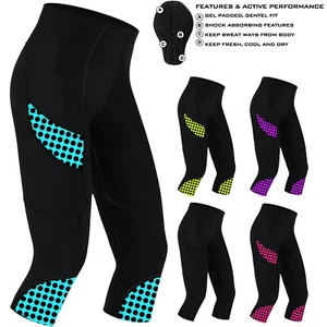 Damen Fahrrad Strumpfhose 3/4 Shorts gepolsterte Hose Leggings Damen Anti-Bac Pad - Bild 1 von 9