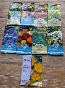9 Packets Wildflower Seeds - all longdated. Freepost.See description for details - Picture 1 of 11