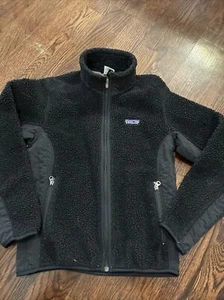 Patagonia Jacket Deep Pile Fleece Sherpa Black Ski Coat Women Small Retro - Picture 1 of 9