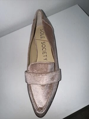 Sole Society Edie Loafers Size 7 M Pink Velvet Pointed Toe Flats Leather Soles - Image 1 of 4