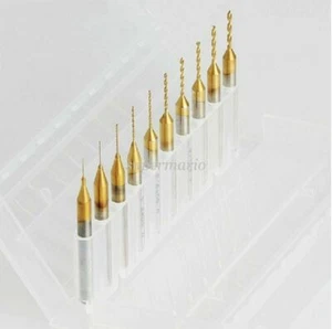 10 Titanium Nitride Coated Carbide 0.2mm-1.1mm PCB Dremel CNC Drill Bits Router - Picture 1 of 3