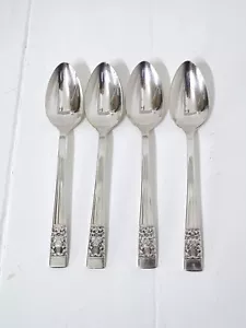Vintage Set 4 Oneida Hampton Court Silver Plated Dessert Spoons 7.5" - Picture 1 of 6