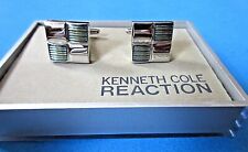 Kenneth Cole Reaction Silver Gold Tone Checkered Square Cufflinks 