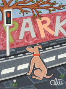 JACQUELINE DITT - Stray Dog going to the Park A2 gross DRUCK Hund dog - Bild 1 von 3