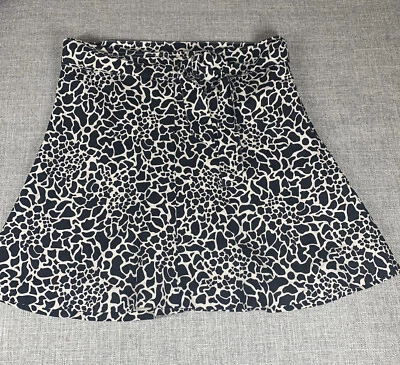 Falda de lino Merona talla 14 forrada con cinturón estampado negro y crema Foto 1 de 4