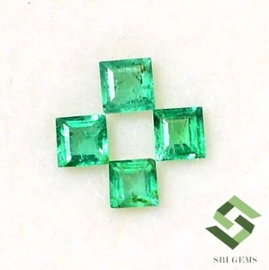 Natürlicher Smaragd Quadrat Schliff 3x3 MM Menge 04 Stück 0.66 Cts Geeicht Lose - Picture 1 of 7