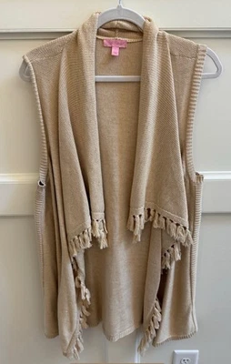 Женский бежевый свитер-жилет Lilly Pulitzer Mini Abbott золотистый металлик размер L 8-10 - Изображение 1 из 4