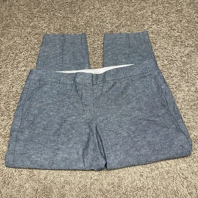 Pantalones capri J Crew gris lino tiro medio talla 12 bolsillos negocios informales preppy Foto 1 de 4