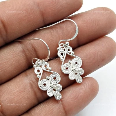 Orecchini A Pendente In Zirconia Cubica Di Dicembre Per Moglie In Argento 925 - Immagine 1 di 4