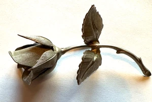 Brooch Vintage Giovanni Rose Silver Flower 3.75" Long - Picture 1 of 3