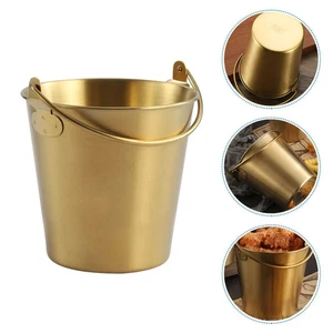 4 X SMALL GOLD S/Steel Fried Chicken Barrel Ice Cube Holder Chips Bucket 11X11CM - Picture 1 of 4