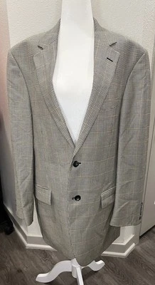 Men's 42 L-T Grey Black And Tan Silk And Linen Blazer With Loro Piana Fabric - Image 1 of 4
