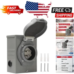 30 Amp Generator Inlet Box 4 Prong NEMA L14-30P - Weatherproof Outlet for RVs - Picture 1 of 11
