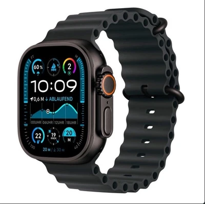 Apple Watch Ultra 2 (2024) - Titan Schwarz Ocean Armband - Schwarz Neu / OVP - Bild 1 von 4