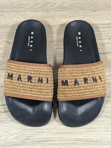 Marni Raffia Slides - Marni Black and Brown Woven Slides - Holiday Pool Side - Picture 1 of 14