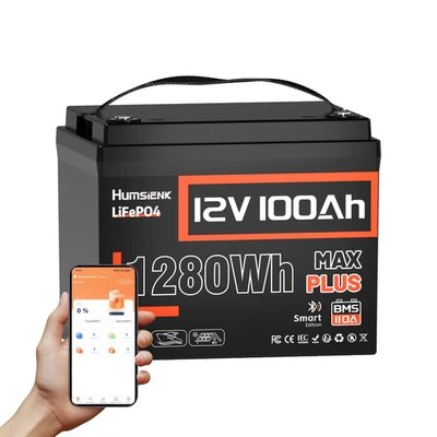 HUMSIENK 12V 100Ah LiFePO4 Bluetooth Lithium Batterie Akku 110A BMS Off-Grid Solaranlage
