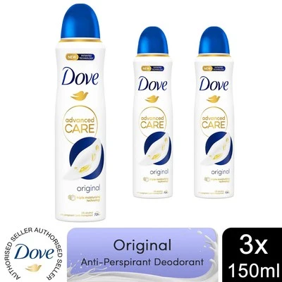 3x Dove Anti-Perspirant Advanced Care Original 72H Deodorant for Women, 150ml - Image 1 of 4