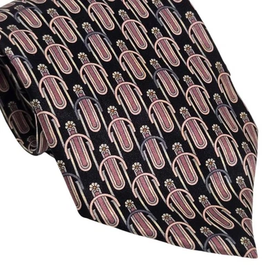 Lanvin Paris мужской шелковый галстук ар-деко вид классический роскошный черный лиловый офис - Изображение 1 из 4