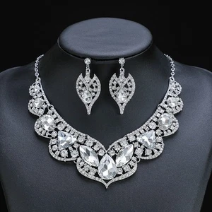 Swarovski Crystal Bridal Necklace Earring Set - Picture 1 of 2