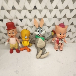 Vintage Lot Of 4 Looney Tunes Dakin Toy Rubber Figures. Bugs, Porky Pig, Tweety - Photo 1 sur 6