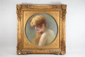 Q17U08- Gustave Brisgand (1867-1944) Pastell Porträt einer Dame signiert - Bild 1 von 12
