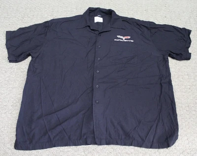 David Carey Originals Black 100% Rayon Corvette Racing SS Button-Up Shirt 3XL - Image 1 of 4
